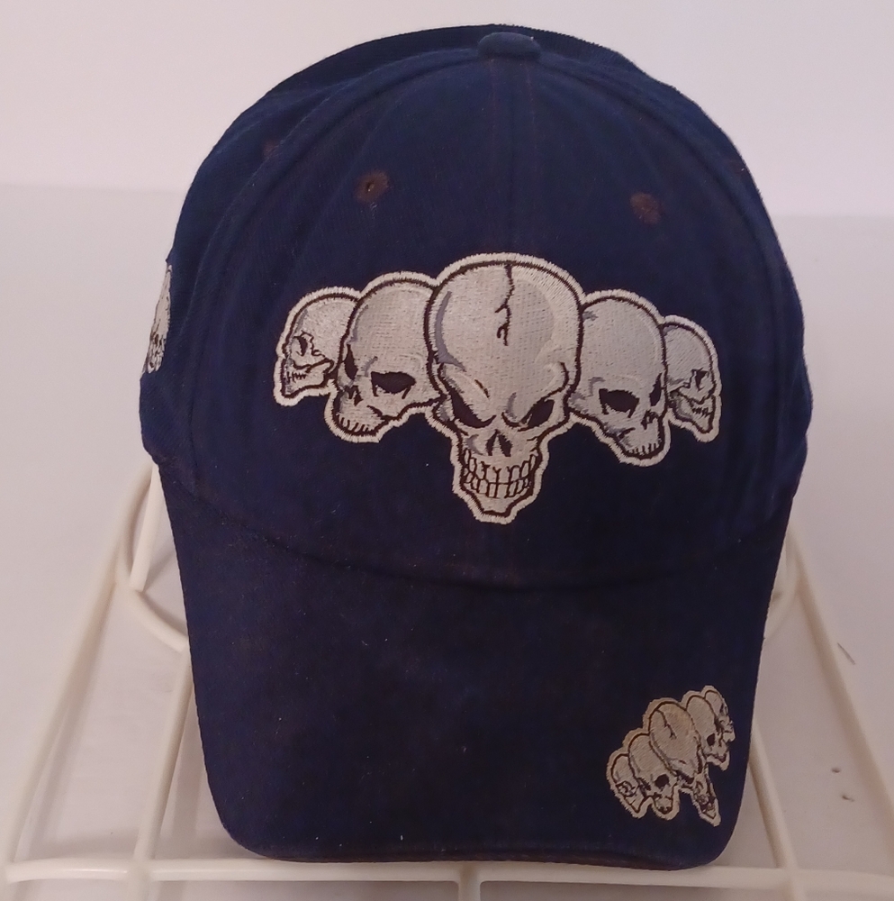 NWOT Navy Skull Embroidered Cap Hook & Loop Adjuster